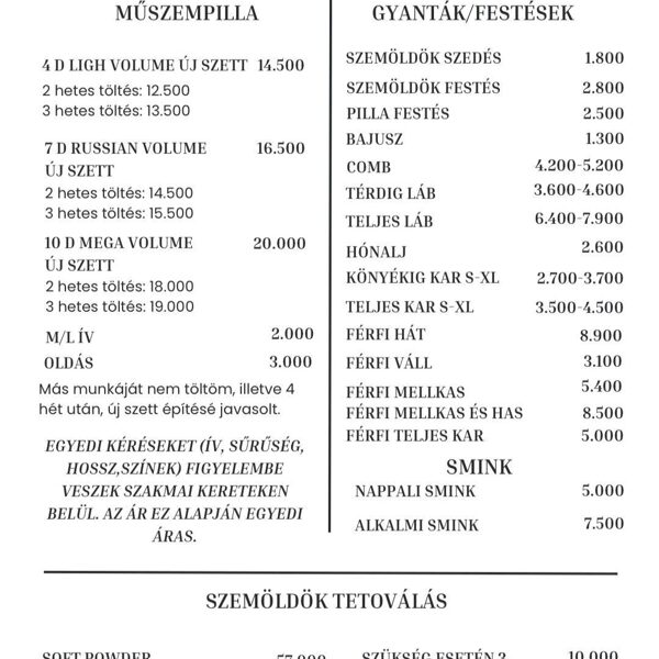 Sminktetoválás, Műszempillaépítés